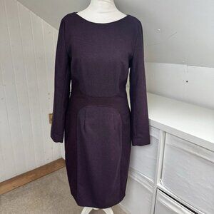 The Fold Dress Size 10 Burgundy Wool Blend Pencil Knee Length Smart Office